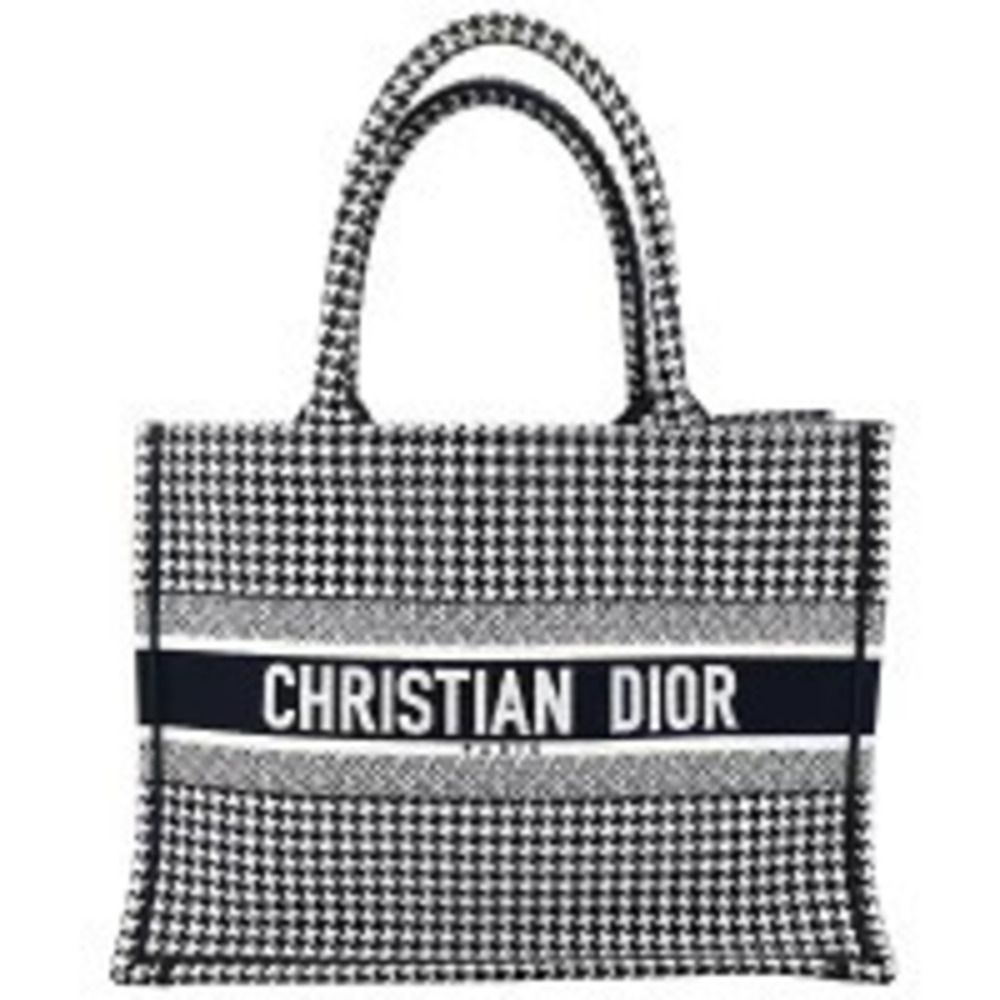 Christian Dior Book Tote Houndstooth Monochrome Black White Check Bag MK